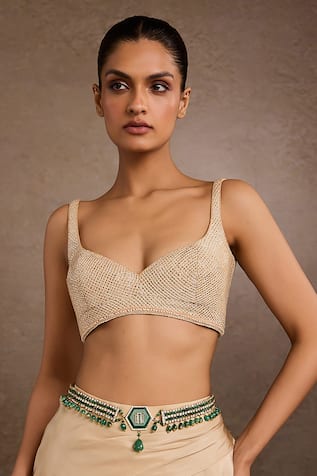 Tarun Tahiliani Emerald Green Broach Belt 