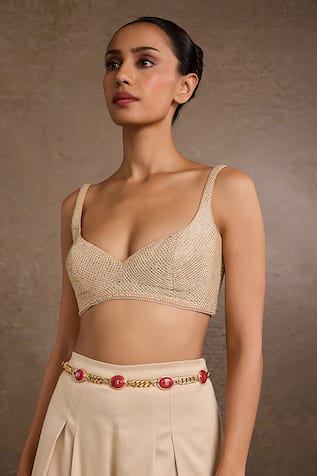 Tarun Tahiliani Ruby Rouge Pink Chain Belt 
