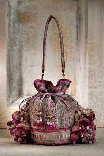 Tarun Tahiliani Onion Pink Potli Bag 