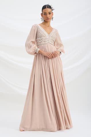 Mirroir Light Pink Chiffon Maxi Dress 