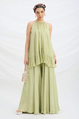 Mirroir Pista Green Kurta & Sharara Set 