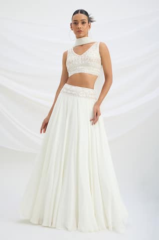 Mirroir Ivory Viscose Crepe Classic Lehenga Set 