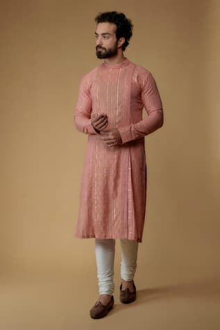Ritambh By Rishi & Sachin Salmon Pink Designer Kurta 