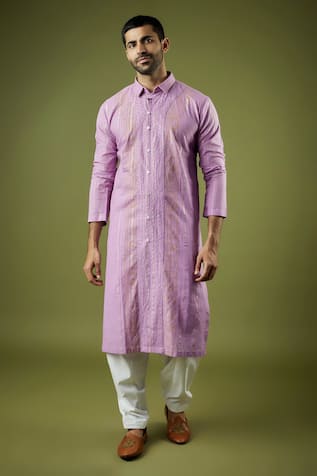 Ritambh By Rishi & Sachin Designer Purple Cotton Lurex Kurta 