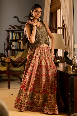 Saundh Printed Fusion Lehenga & Blouse Set 