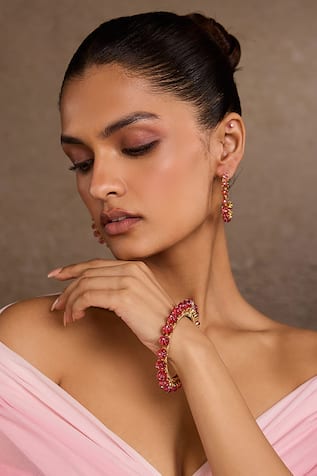 Tarun Tahiliani Ruby Pink Silver Bangle 