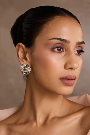 Tarun Tahiliani Pearl Embellished Silver Studs 