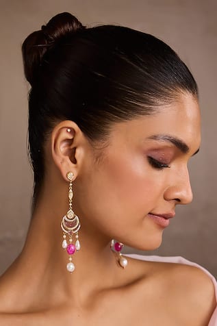 Tarun Tahiliani Crescent Silver Earrings 