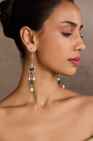 Tarun Tahiliani Crescent Silver Earrings 