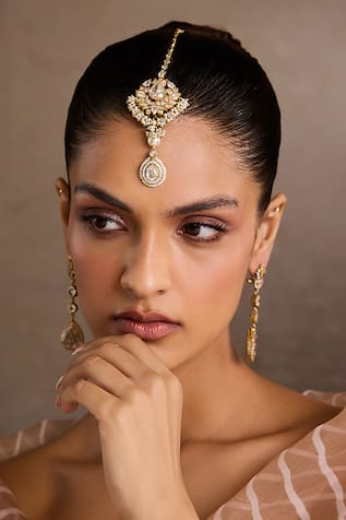 Tarun Tahiliani Floral Silver Maangtika 