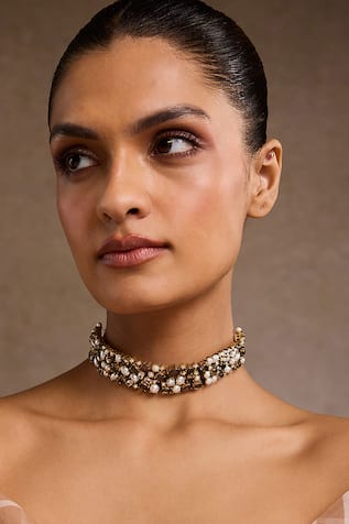 Tarun Tahiliani Pearl Silver Choker 