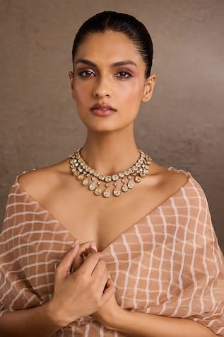 Tarun Tahiliani Gold Pear Collar Necklace 