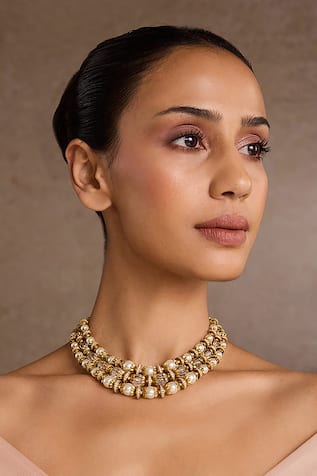 Tarun Tahiliani Multi Layered Gold Necklace 