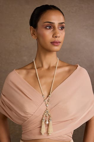 Tarun Tahiliani Tassel Silver Pendant Necklace 
