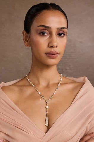 Tarun Tahiliani Pearl Silver Pendant Necklace 