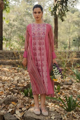 Pants And Pajamas Chanderi Embroidered Long Kurta 