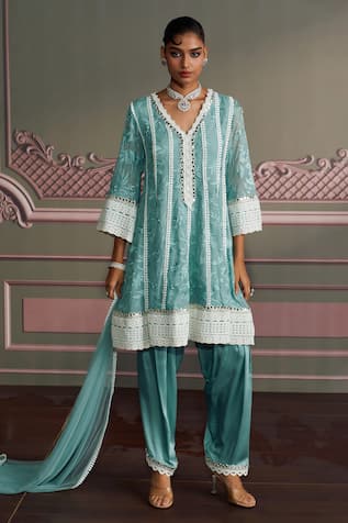 Mustard Moon by Neyha and Vrinda Freshwater Blue Kurta Set 