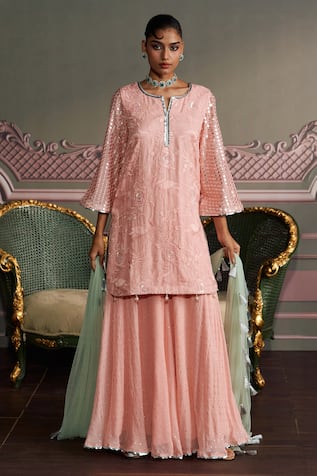 Mustard Moon by Neyha and Vrinda Saanvi Rose Pink Kurta Set 