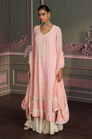 Mustard Moon by Neyha and Vrinda Tara Rose Pink Georgette Kurta Set 