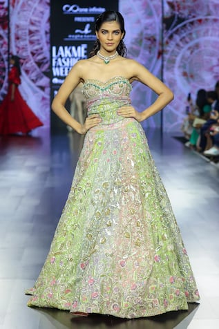 Megha Bansal Satrangi Embroidered Lehenga With Corset 