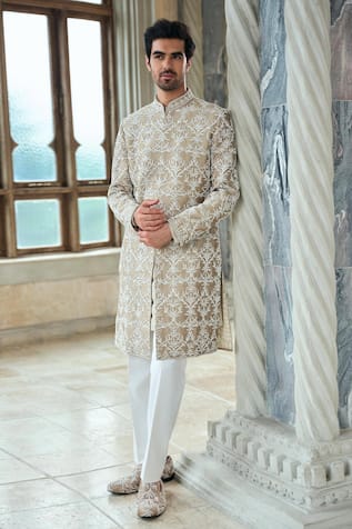 Seema Gujral Designer Coffee Brown Sherwani Set 