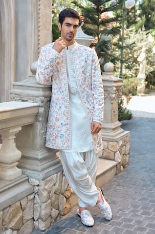 Seema Gujral Multi Color Floral Sherwani Set 