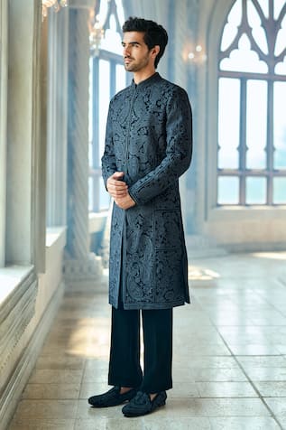 Seema Gujral Black Designer Sherwani Set 