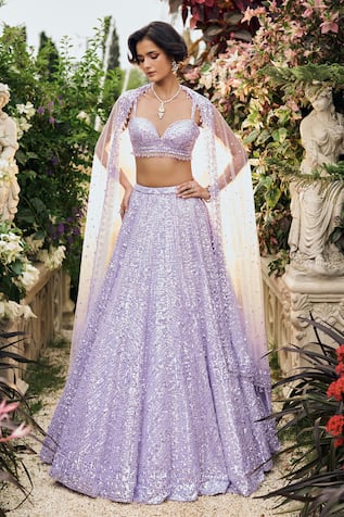 Seema Gujral Lavender Sequin Lehenga Set 