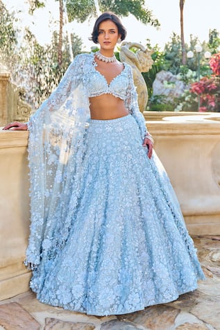 Seema Gujral Three-Dimensional Lehenga Set 