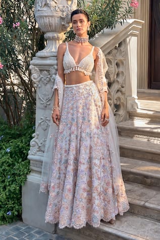 Seema Gujral Multi Color Pearl Lehenga Set 