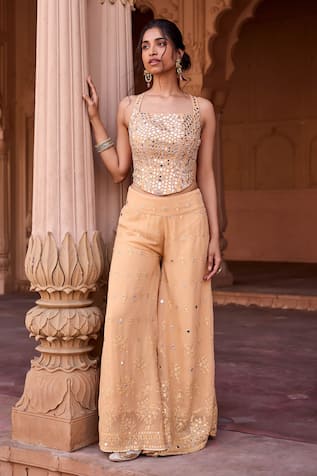 SAANJH BY LEA Buff Orange Georgette Kurta Set 