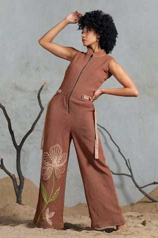 Coeur Brown Knitted Cotton Jumpsuit 
