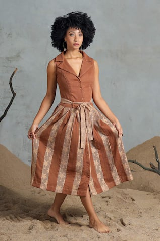 Coeur Brown Organic Cotton Midi Dress 