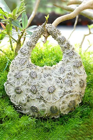 ClutcH'D Floral Beaded Designer Handbag 
