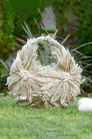 Ivory & Rose Gold Designer Handbag 