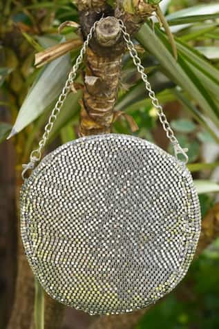 ClutcH'D Silver Metal Cube Designer Bag 