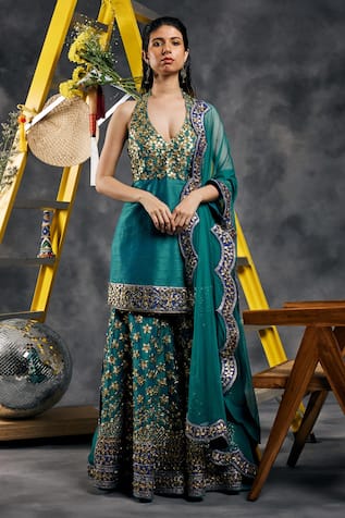 Vandana Sethi Rama Green Gota Patti Kurta Set 