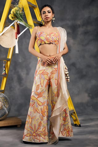 Vandana Sethi Multi-Color Embroidered Sharara Set 