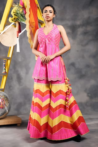 Vandana Sethi Multi-Color Embroidered Kurta Set 