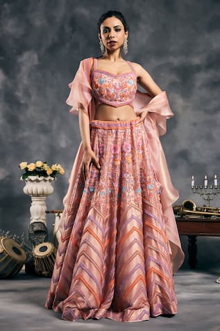 Vandana Sethi Multi-color Embroidered Lehenga Set 