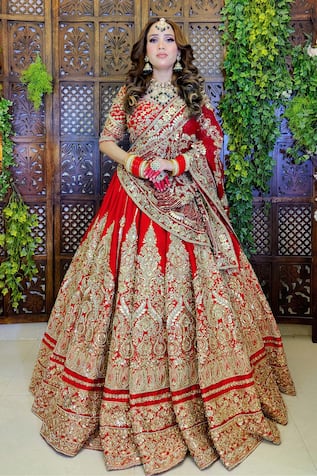 Amaltas Couture Scarlet Red Bridal Lehenga Set 