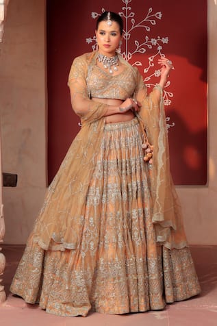 Amaltas Couture Gold Embroidered Bridal Lehenga Set 