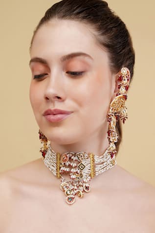 Dugran By Dugristyle Gold-Plated Roshni-e-Laal Choker 