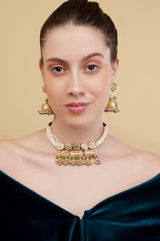 Dugran By Dugristyle Zarreen Gold-Plated Necklace & Earring Set 