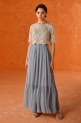 Summer by Priyanka Gupta Chandelier Dress with Net Overlay 