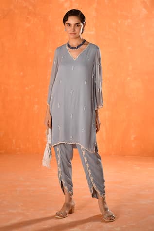 Summer by Priyanka Gupta Stone Blue Bow Co-ord Set 