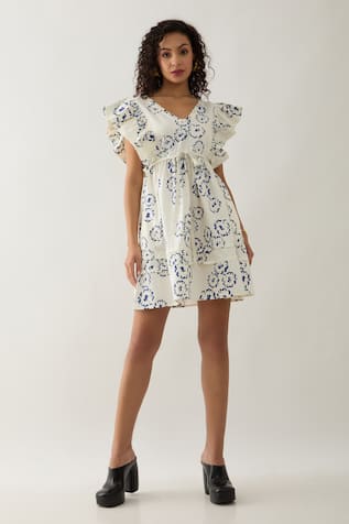 Son Of A Noble Snob Gala Off-white Anther Print Dress 