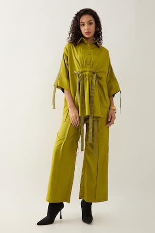 Son Of A Noble Snob Leaf Green Relaxed Fit Shirt & Pant Set 