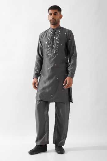 Son Of A Noble Snob Hand Embroidered Chanderi Kurta Set 