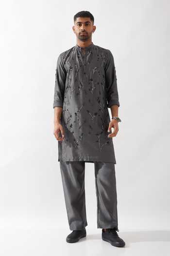 Son Of A Noble Snob Hand Embroidered Chanderi Kurta Set 
